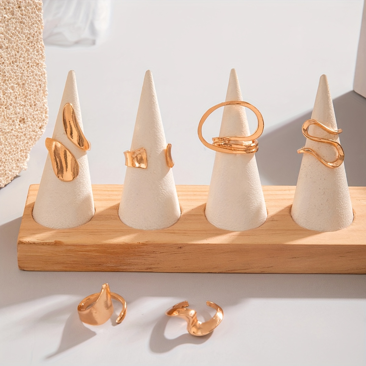 6pcs Hip Hop Style Adjustable Rings Geometric & Abstract Designs